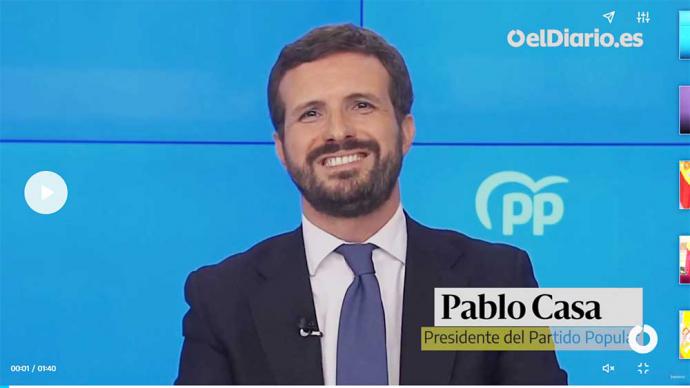 Pablo Casado durante su reunión telemática de este martes (captura de pantalla)