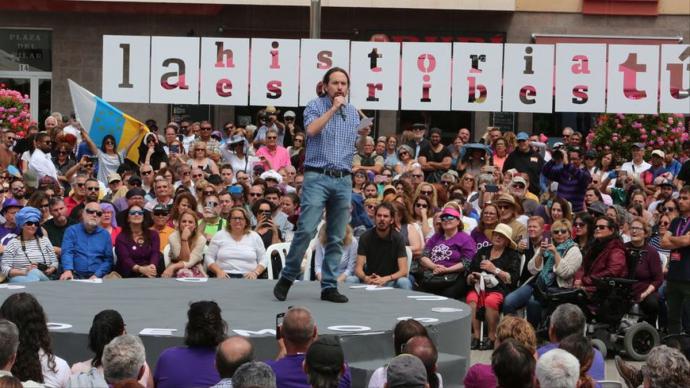 Pablo Iglesias en un mitin de la campaña de abril de 2019