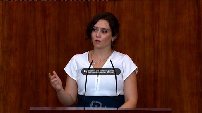 Isabel Díaz Ayuso, presidenta de la Comunidad de Madrid (captura de pantalla)