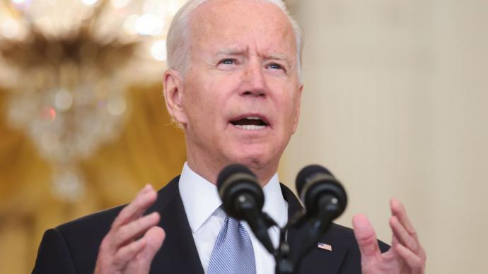Joe Biden durante su comparecencia sobre la ofensiva talibán en Afganistán EFE/EPA/Oliver Contreras / POOL