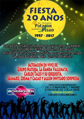 El Restaurante colombiano “Patacón Pisao” celebra su 20º Aniversario