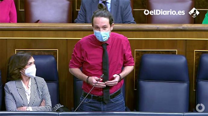 Pablo Iglesias hoy, en el Congreso (captura de pantalla)