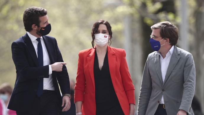 Pablo Casado, Isabel Díaz Ayuso y José Luis Martínez-Almeida. Eduardo Parra / Europa Press