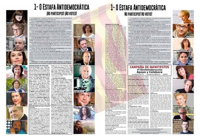 Un manifiesto llama a no votar en la 'estafa antidemocrática' del 1-O