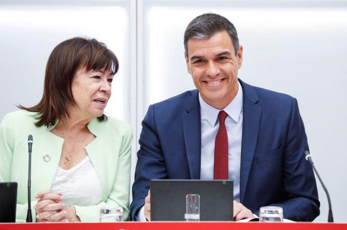 Cristina Narbona y Pedro Sánchez, durante la Ejecutiva de los socialistas.