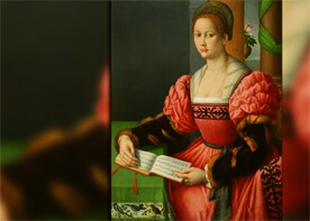Retrato de una mujer con un libro de música, por Bacchiacca Ubertini, c. 1540.