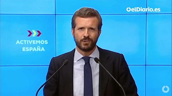 El líder del PP, Pablo Casado, durante la reunión de la Junta Directiva.(Captura de pantalla)