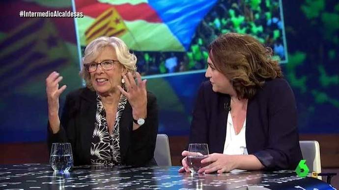 Manuela Carmena y Ada Colau han estado este martes en el Intermedio de La Sexta