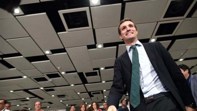 Casado, este viernes tras la primera jornada del Congreso, en el hotel Auditorium.