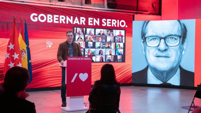 Pedro Sánchez durante la presentación de la campaña de Ángel Gabilondo bajo el lema 'Gobernar en serio' Inma Mesa (PSOE)