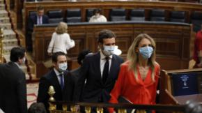 Imagen de archivo del presidente del Partido Popular, Pablo Casado, y de la exportavoz del partido en el Congreso, Cayetana Álvarez de Toledo. Javi Martínez / Pool - Archivo 