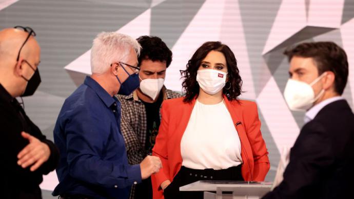 La candidata a la presidencia de la Comunidad de Madrid por el PP, Isabel Díaz Ayuso, antes del inicio del debate