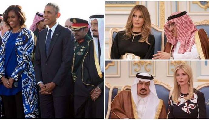 Michelle Obama y su esposo visitaron Arabia Saudí el 27 de enero del 2015. 