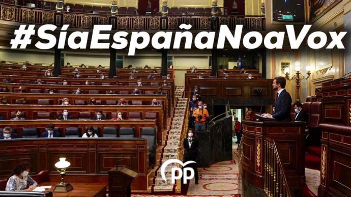  Casado rompe con Abascal y el PP vota 'no' a la moción de censura de Vox: 'No queremos ser como usted'