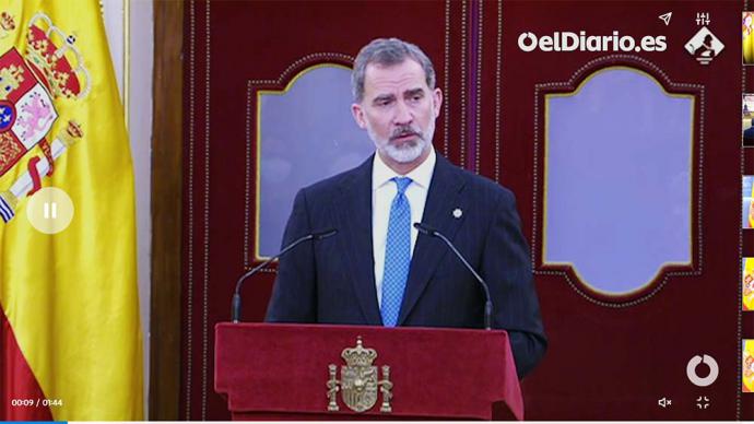 Felipe VI, hoy en el Congreso (captura de pantalla)