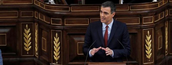 Sánchez, ayer, en Congreso.