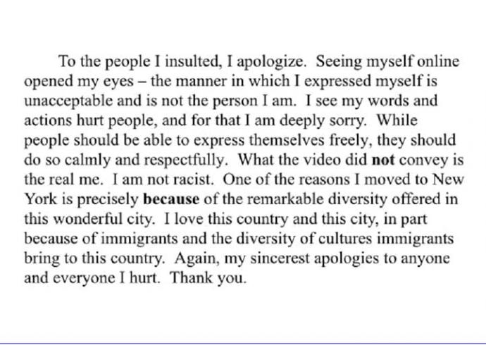 Mensaje de disculpa en Twitter
