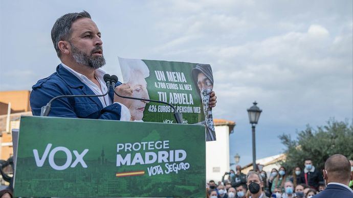 Abascal en un mitin en Navalcarnero Vox