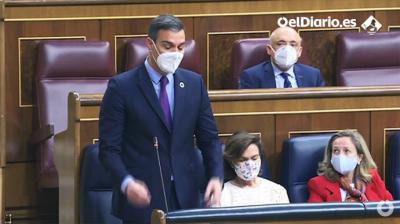 El presidente del Gobierno, Pedro Sánchez, este miércoles, en el Congreso. 