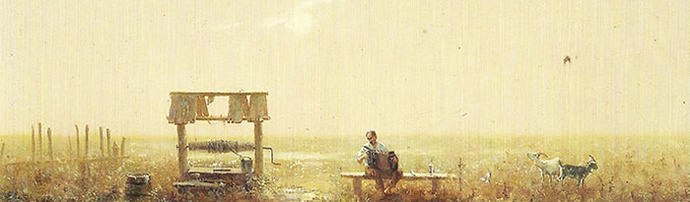 La pintura es de Oleg Leonoy - 'El armonista' 1998 - Colección Dolores Tomás Fundación Surikov