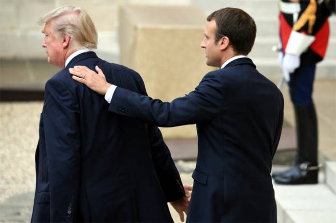 Donald Trump, presidente de Estados Unidos y su homólogo francés, Emmanuel Macron. 