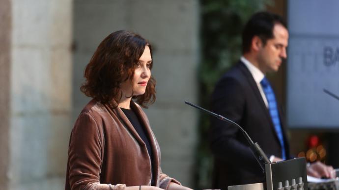 La presidenta de la Comunidad de Madrid, Isabel Díaz Ayuso, y el vicepresidente madrileño, Ignacio Aguado.