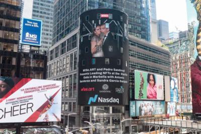Pedro Sandoval el artista más reconocido en la historia de la fachada de la Torre Nasdaq en Times Square, conquistando una vez más el corazón financiero de Nueva York