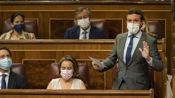 El líder del PP, Pablo Casado, en el Congreso de los Diputados. PP