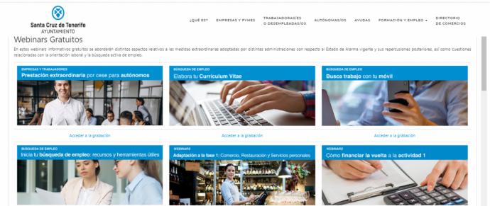  Santa Cruz de Tenerife programa seminarios web gratuitos para desempleados y tejido empresarial