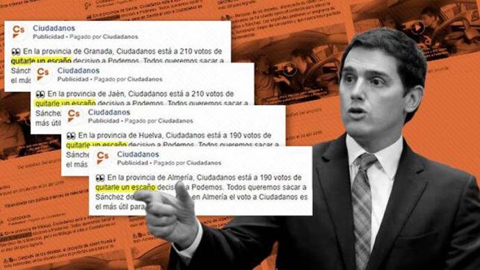 Ciudadanos engañó a los votantes con campañas pagadas en Facebook para llamar al voto con datos falsos