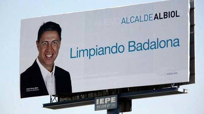 Cartel de la candidatura de Xavier Garcia Albiol en Badalona.