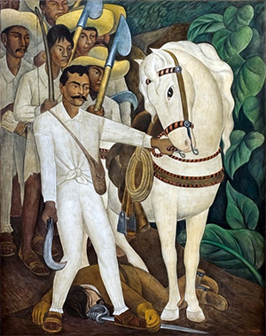Diego Rivera – Escena «Tierra y Libertad«. Detalle del mural La historia de México: de la conquista al futuro Palacio Nacional.