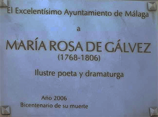 Placa en honor de Mª Rosa de Gálvez en Málaga (1768-1806)