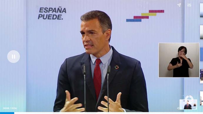 Pedro Sánchez en su discurso al IBEX-35 (captura de pantalla)