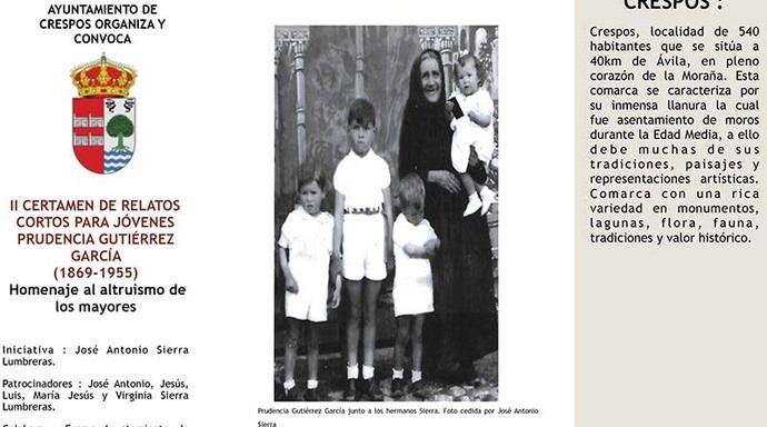 Convocado el II Certamen de relatos cortos para jóvenes ‘Prudencia Gutiérrez García’ (1869-1955), en homenaje al altruismo de los mayores