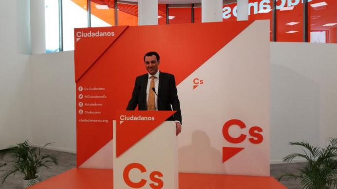 Juan Carlos Bermejo, en una rueda de prensa en la sede de Ciudadanos.