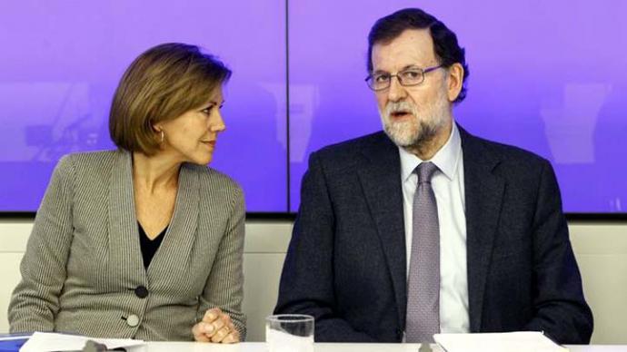 María Dolores de Cospedal y Mariano Rajoy durante un Comité Ejecutivo del PP.