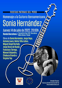 Conciertos de Guitarra Clásica, a cargo de la guitarrista Sonia Hernández