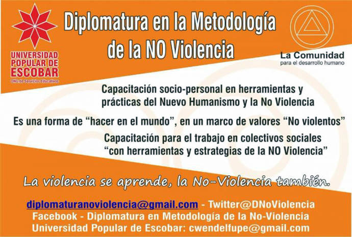 Diplomatura en la Metodología de la No-violencia en Universidad Popular de Escobar, Buenos Aires, Argentina