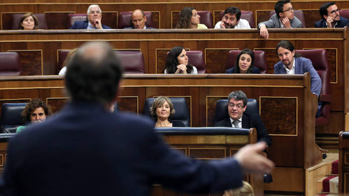 Mariano Rajoy durante la moción de censura en el Congreso de los Diputados