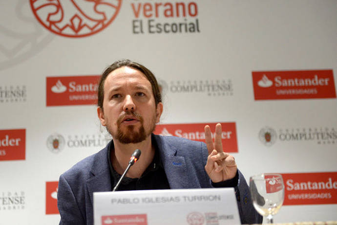 Pablo Iglesias, en la clausura del curso de verano de El Escorial organizado por Podemos