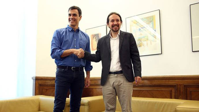 Pedro Sánchez y Pablo Iglesias en su reunión esta semana