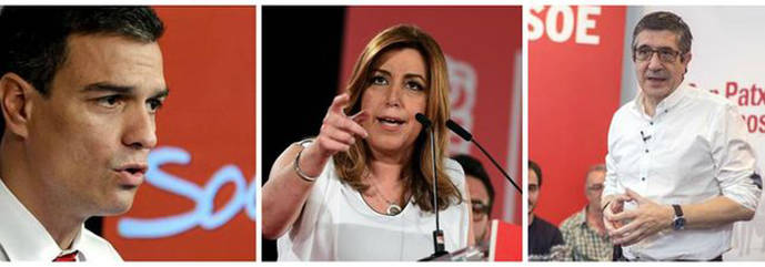 Pedro Sánchez, Susana Díaz y Patxi López se disputan el liderazgo del PSOE