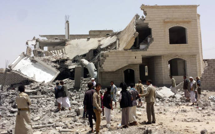 Destroyed house in the south of Sanaa 12-6-2015