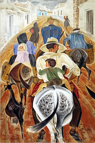 Gloria Merino Martínez Vuelta del campo. 1975. Óleo sobre lienzo, 175-130 cm. Gran Premio José Antonio en la Exposición Nal. de Artes Plásticas Valdepeñas.
