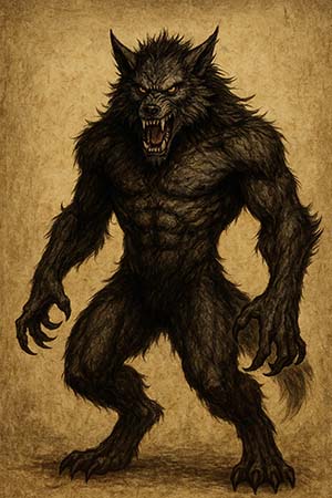 En Extremadura, en zonas fronterizas con Portugal, se cree que el séptimo hijo varón consecutivo nace hombre lobo (Imagen de referencia – creada con IA)