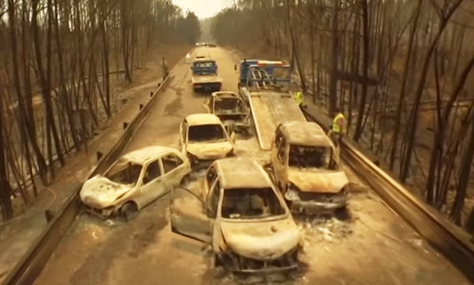 Una carretera portuguesa tras el mayor incendio que se recuerda en el país