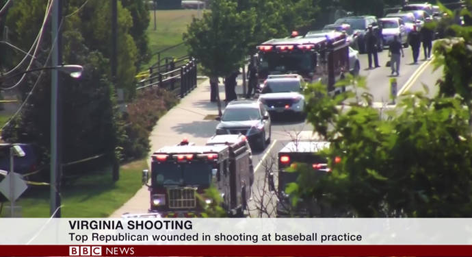 Law enforcement responds to the shooting at a baseball field in Alexandria