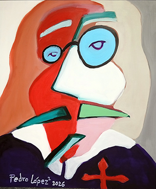 Pedro López. Quevedo, el amigo putero. (2026) 79 X 68 cms.Óleo-lienzo