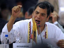 El presidente  Correa en una reciente intervención pública